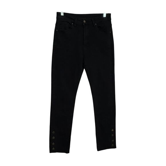 Joleen High Rise  lack Jeans Made in Italy Size L Stretchy Button /Zip Closure - Picture 1 of 9